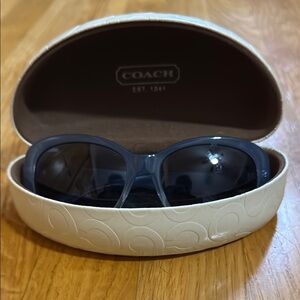 Coach blue framed sunglasses with gray lenses with Protective Case - Never Worn!